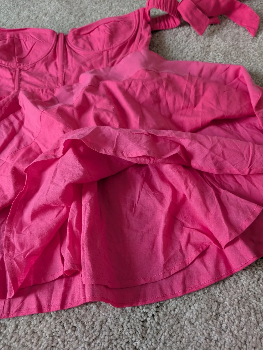 NWT Megan Moroney Mini Off the Shoulder Hot Pink Dress Small - Picture 5 of 13